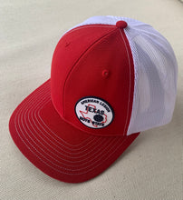 Load image into Gallery viewer, Red and White Mesh Cap with Patch
