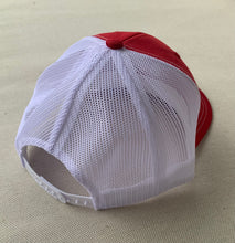 Load image into Gallery viewer, Red and White Mesh Cap with Patch
